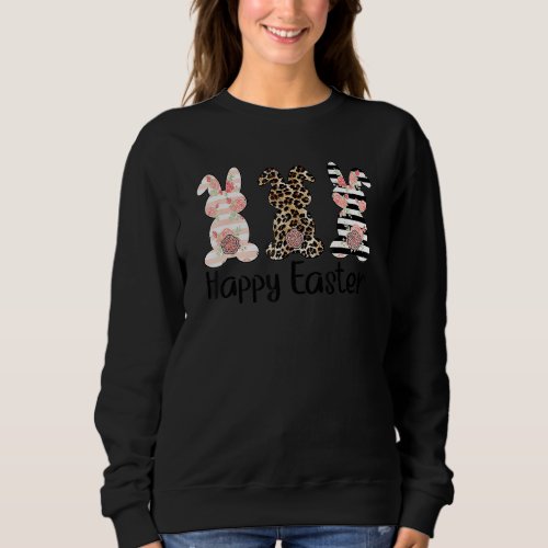 Easter Leopard Bunny Rabbit Palm Sunday Girls Wome Sweatshirt