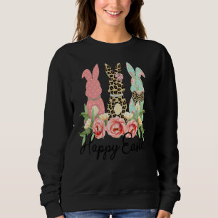 Easter Leopard Bunny Rabbit Palm Sunday Girls Wome Sweatshirt