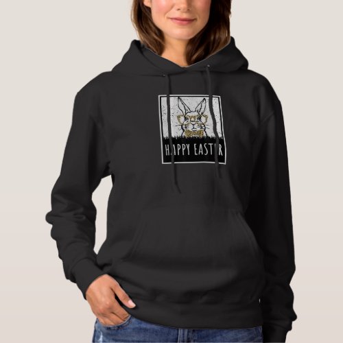 Easter Leopard Bunny Rabbit   Silhouette Happy Eas Hoodie