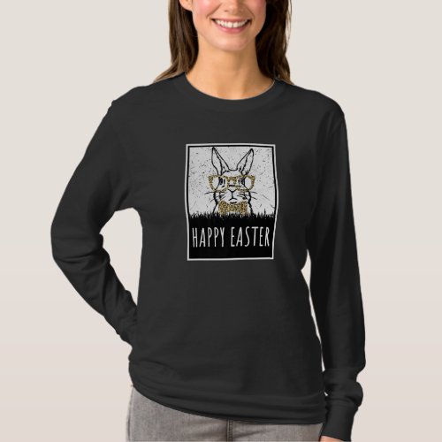 Easter Leopard Bunny Rabbit  Silhouette Happy East T_Shirt