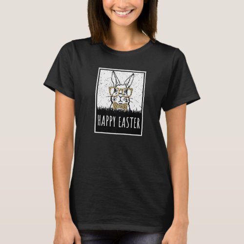 Easter Leopard Bunny Rabbit  Silhouette Happy East T_Shirt