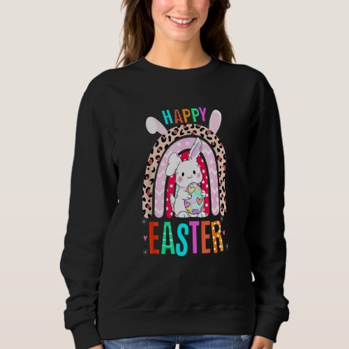 Easter Leopard Easter Rainbow Bunny Rabbit Trio Cu Sweatshirt