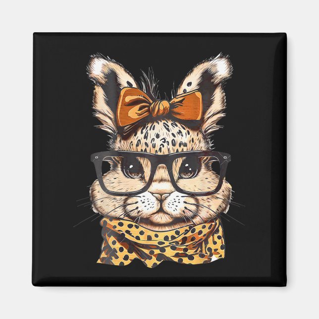 Easter Leopard Print Gles Rabbit Print  Magnet (Front)