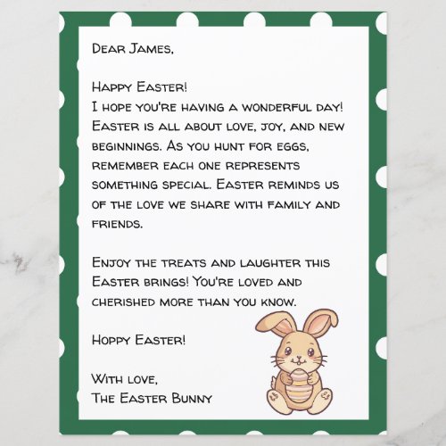Easter Letter For Child With Bunny 