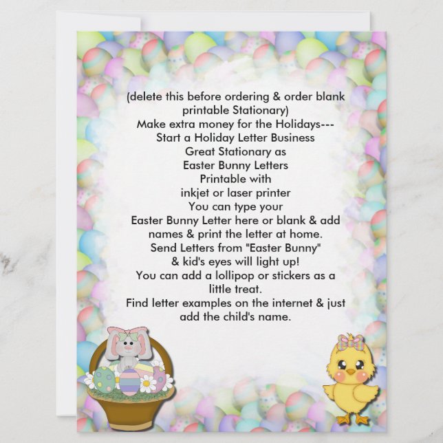 Easter Letterhead From Easter Bunny Letter Biz (Front)