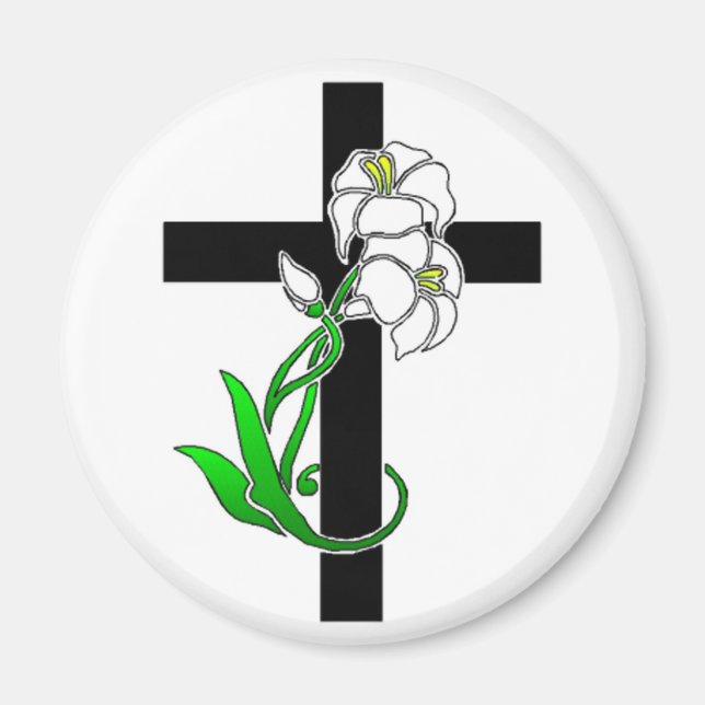 Easter Lilies and Cross Magnet (Front)