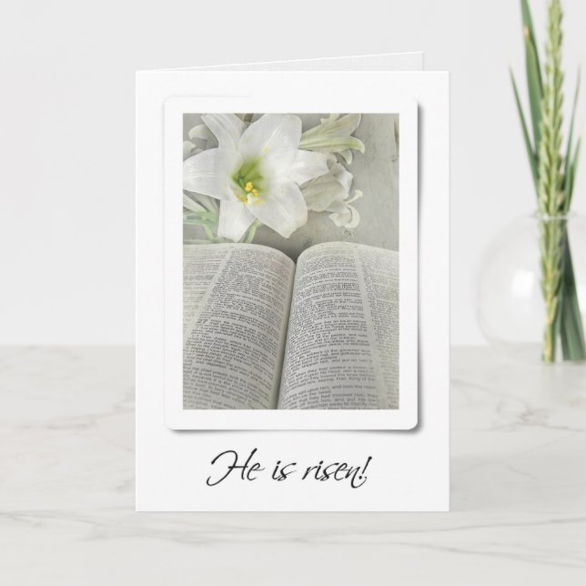 Easter Lilies and Holy Bible Holiday Card (Front)