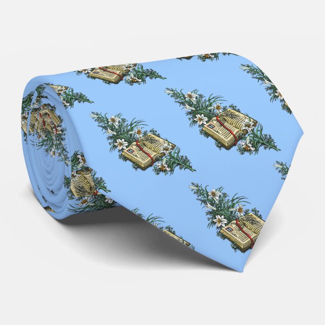 Easter Lilies and Holy Bible Tie (Rolled)