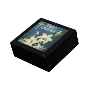 Easter Lilies Flowers, Vintage Religious Easter Gift Box