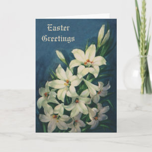 Easter Lilies Flowers, Vintage Religious Easter Holiday Card