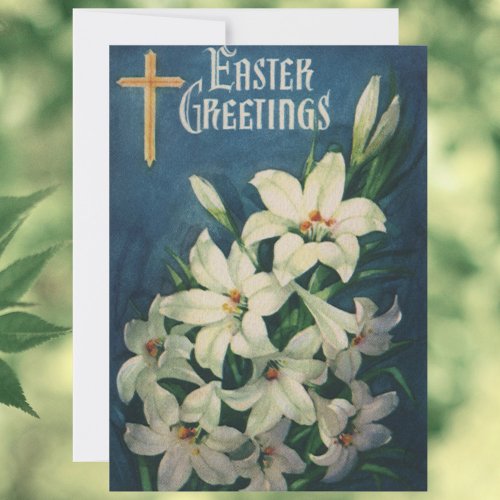 Easter Lilies Flowers Vintage Religious Easter Holiday Card