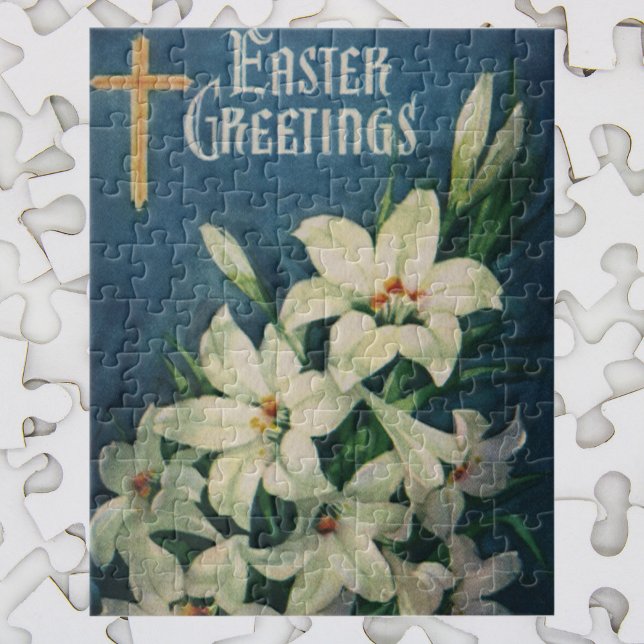 Easter Lilies Flowers, Vintage Religious Easter Jigsaw Puzzle (Creator Uploaded)