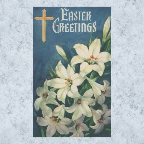 Easter Lilies Flowers Vintage Religious Easter Rectangular Sticker