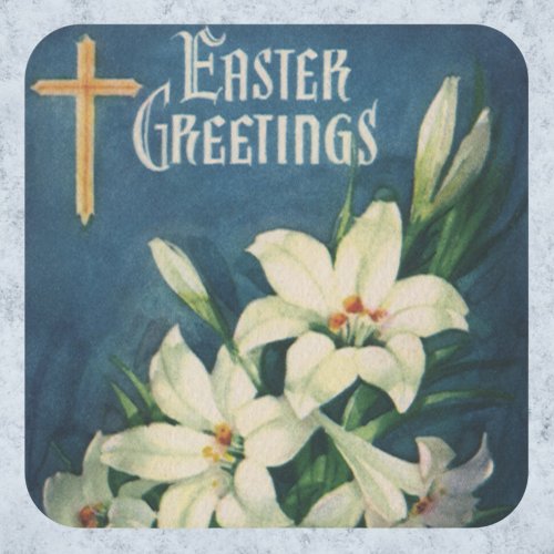 Easter Lilies Flowers Vintage Religious Easter Square Sticker