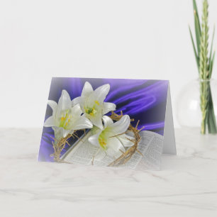 Easter Lilies on Bible Holiday Card