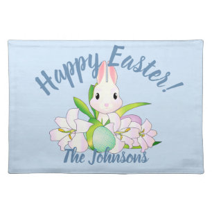 Easter Lilies & Sweet Bunnies Cloth Placemat