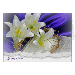 Easter Lilies with crown of thorns Cards
