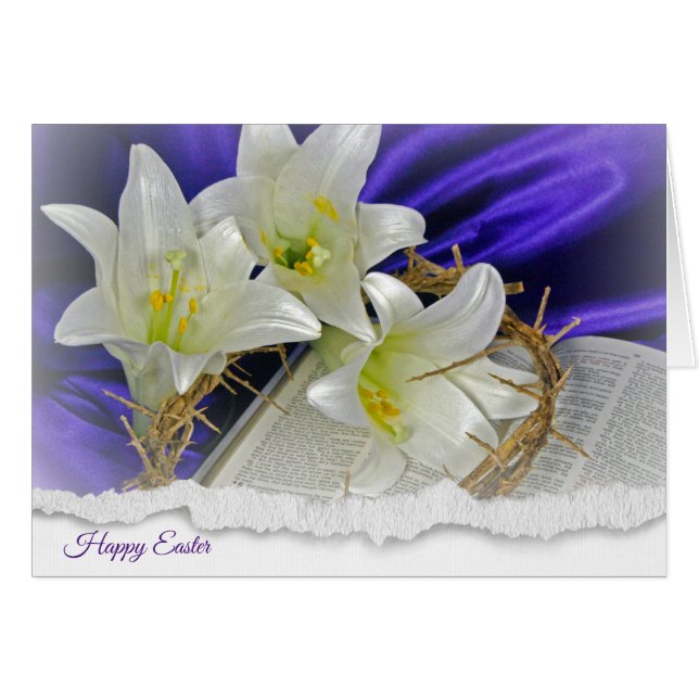 Easter Lilies with crown of thorns Cards (Front Horizontal)