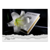 Easter Lilies with on white Bible (Front Horizontal)
