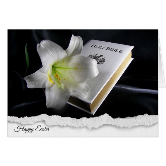 Easter Lilies with on white Bible Cards (Front Horizontal)