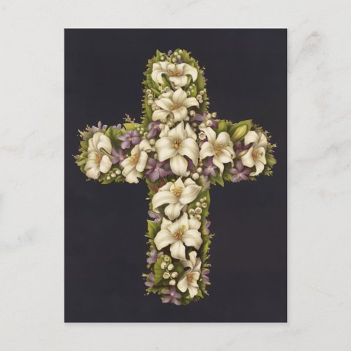 Easter Lily Cross Holiday Postcard