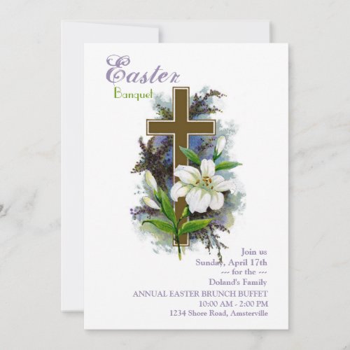 Easter Lily  Cross Invitation