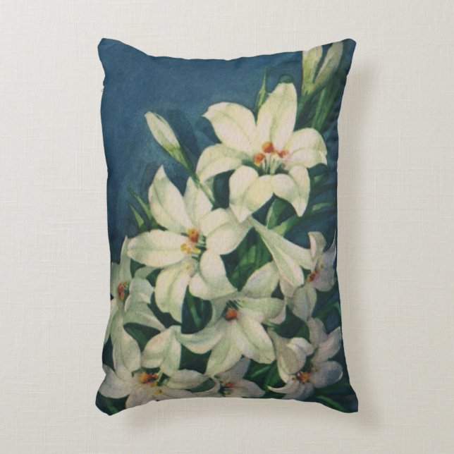 Easter Lily Flowers, Vintage Easter Lilies Accent Pillow (Front(Vertical))