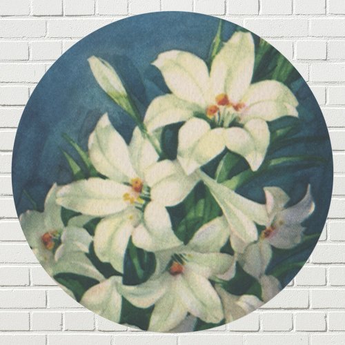 Easter Lily Flowers Vintage Easter Lilies Classic Round Sticker