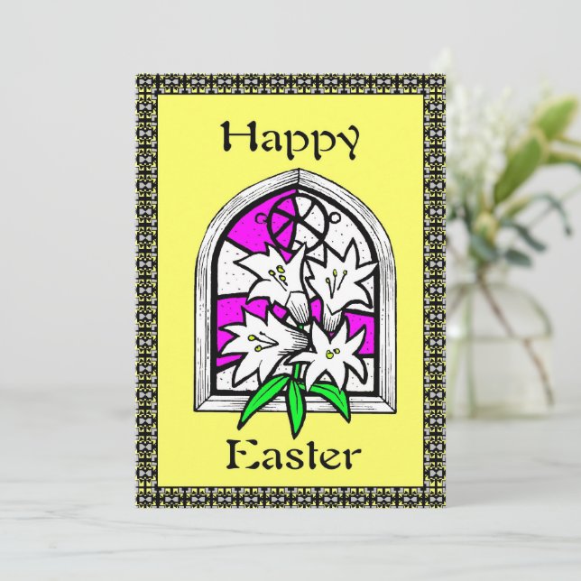Easter Lily Happy Easter Greeting Card (Standing Front)