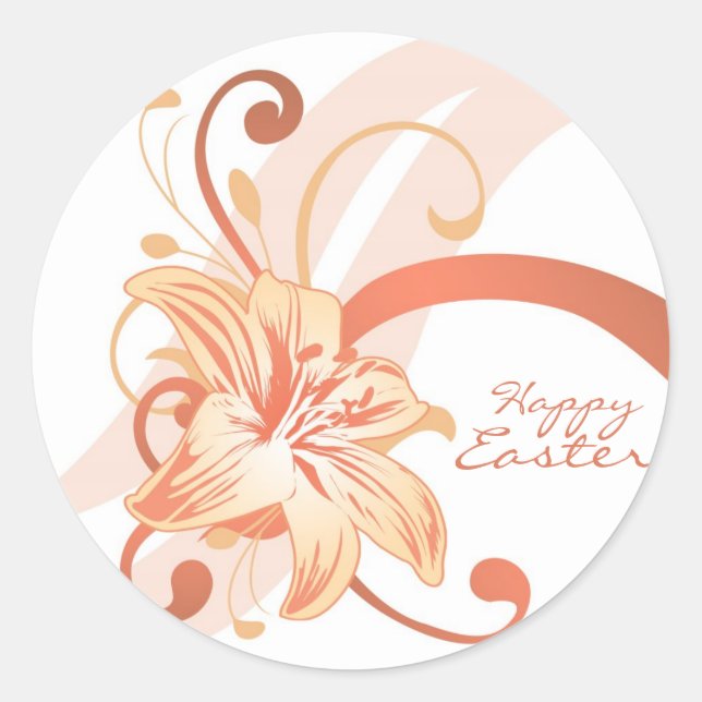 Easter Lily In Orange Classic Round Sticker (Front)