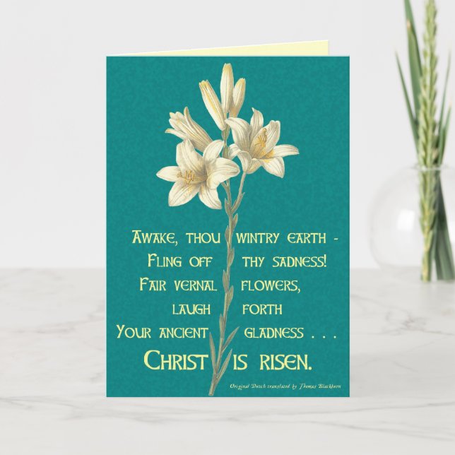 Easter Lily with Blackburn quote Holiday Card (Front)