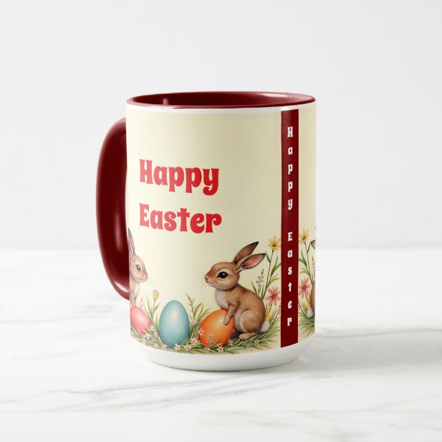 Easter Little Rabbits Vintage Popular Collection Mug (Front Left)