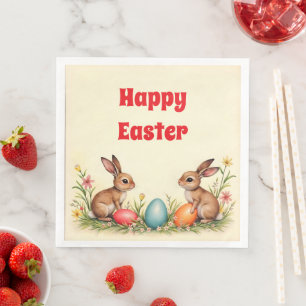 Easter Little Rabbits Vintage Popular Collection Paper Dinner Napkins
