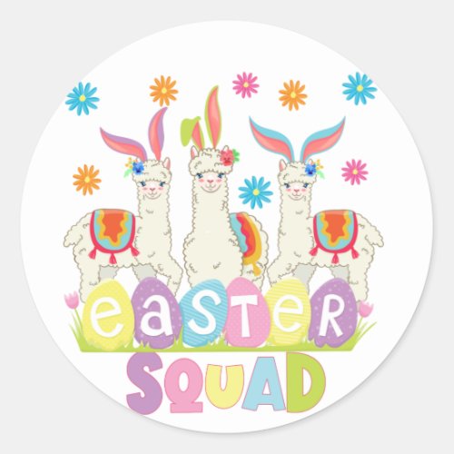 Easter Llama Squad Alpaca Lovers Souvenirs  Classic Round Sticker