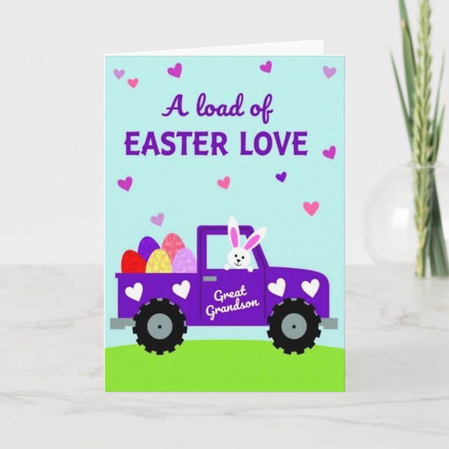 Easter Love Truck Great Grandson Card (Front)
