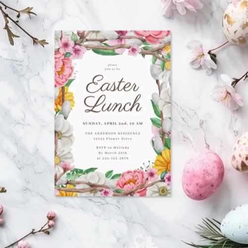 Easter Lunch Spring Flowers Invitation