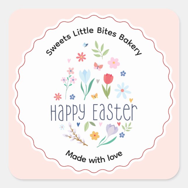 Easter Made with Love Bakery Square Sticker (Front)
