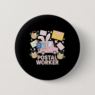 Easter Mail Carrier Bunny Postal Worker Cute Post Button