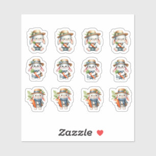 Easter Male Bunnies Wearing Carrots and Glasses Sticker