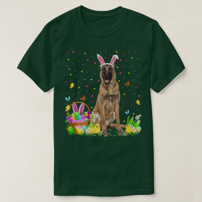 Easter Malinois Dog Bunny Egg Hunting Malinois Eas T-Shirt (Design Front)