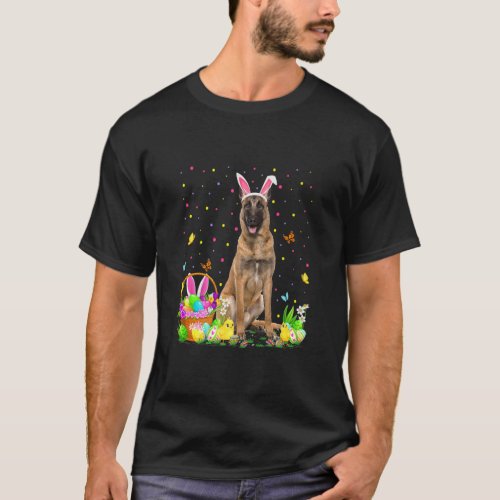 Easter Malinois Dog Bunny Egg Hunting Malinois Eas T_Shirt