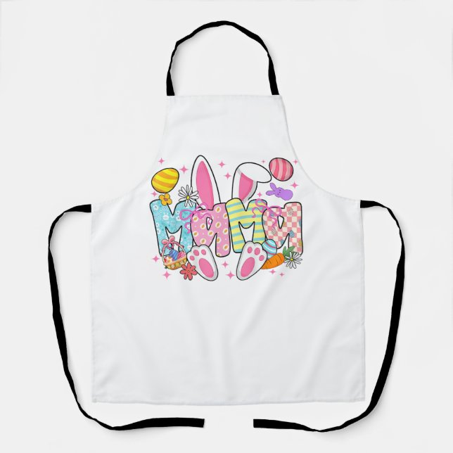 Easter Mama Bunny Ears Coquette Bow Easter Rabbit  Apron (Front)