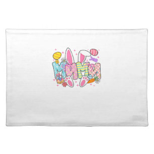 Easter Mama Bunny Ears Coquette Bow Easter Rabbit  Cloth Placemat