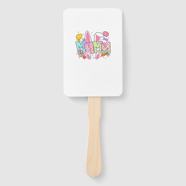 Easter Mama Bunny Ears Coquette Bow Easter Rabbit  Hand Fan (Front)