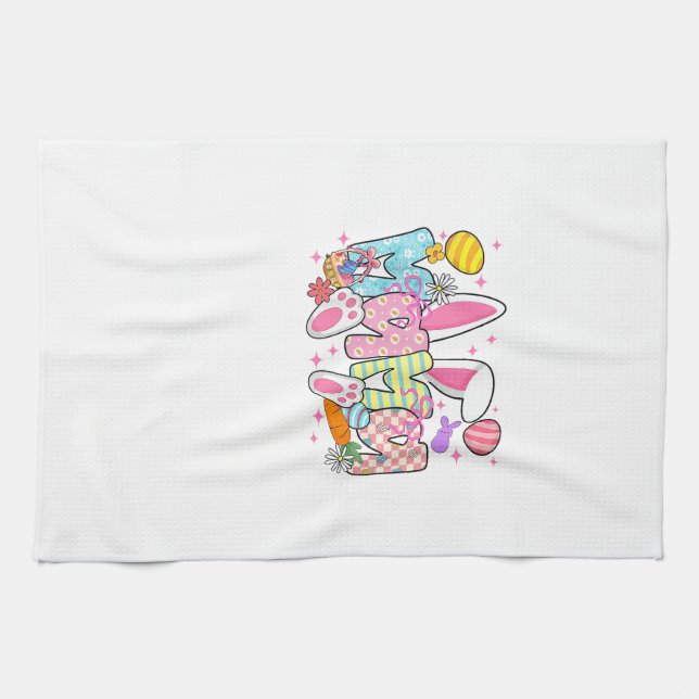 Easter Mama Bunny Ears Coquette Bow Easter Rabbit  Kitchen Towel (Horizontal)