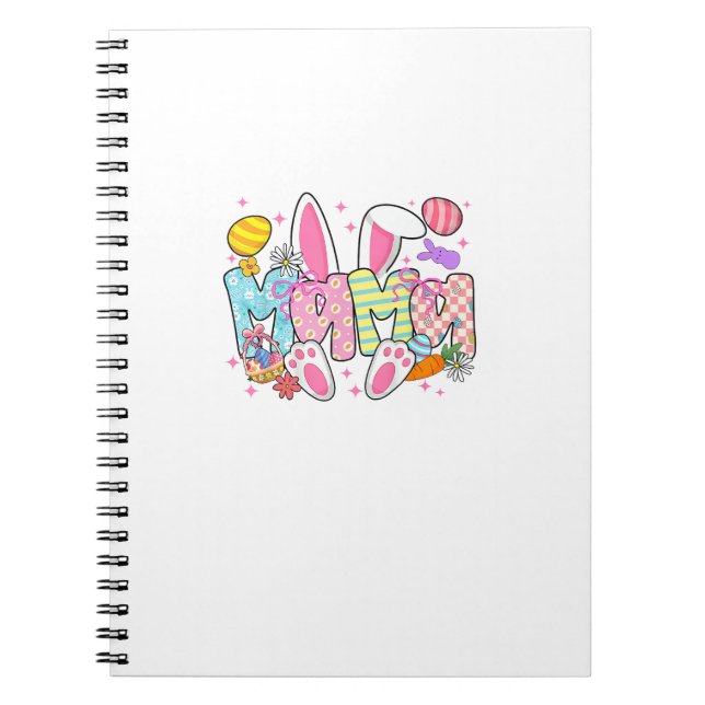 Easter Mama Bunny Ears Coquette Bow Easter Rabbit  Notebook (Front)