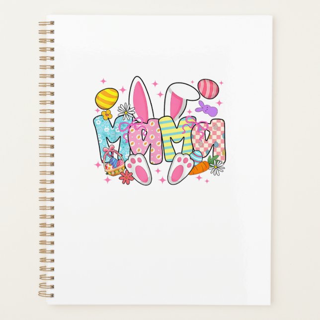 Easter Mama Bunny Ears Coquette Bow Easter Rabbit  Planner (Front)