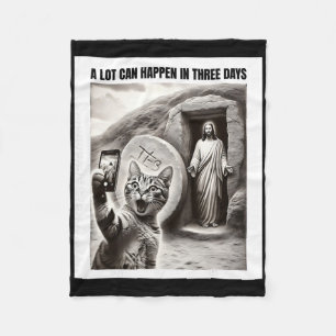 Easter Meme Cat Taking Selfie Jesus Resurrection C Fleece Blanket
