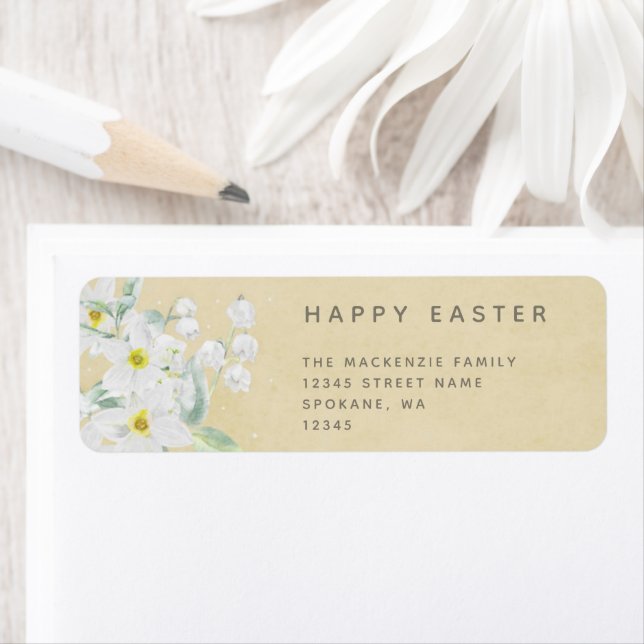 Easter Message with White Flowers Return Address Label (Insitu)