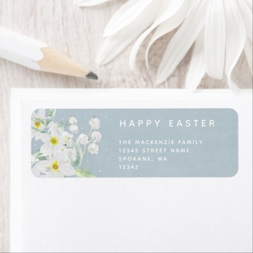 Easter Message with White Flowers Return Address Label